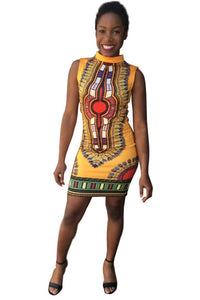 Ethnic Style Round Neck Sleeveless Totem Printed Mini Dress  SA-BLL28072-5 Fashion Dresses and Mini Dresses by Sexy Affordable Clothing