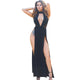 Black Plunge Neck High Waist Slit Maxi Dress #Black #Split #Plunge Neck SA-BLL51459 Sexy Lingerie and Gowns & Long Dresses by Sexy Affordable Clothing