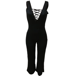 Sleeveless Jumpsuit With Wide-leg #Black #Sleeveless #Wide Leg SA-BLL55474 Women's Clothes and Jumpsuits & Rompers by Sexy Affordable Clothing