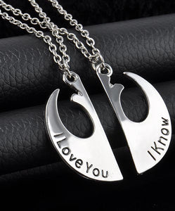 Film Star Wars I Love You I Know Couple Necklace  SA-BLTY071 Accessories and Necklace by Sexy Affordable Clothing