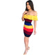 Rainbow Striped Flounce Off Shoulder Bodycon Dress #Off The Shoulder SA-BLL282624 Fashion Dresses and Mini Dresses by Sexy Affordable Clothing