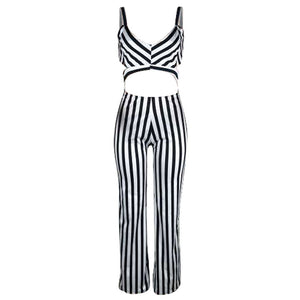Casual V Neck Striped One-piece Jumpsuits #V Neck #Striped SA-BLL55523-2 Women's Clothes and Jumpsuits & Rompers by Sexy Affordable Clothing