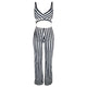 Casual V Neck Striped One-piece Jumpsuits #V Neck #Striped SA-BLL55523-2 Women's Clothes and Jumpsuits & Rompers by Sexy Affordable Clothing