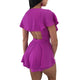 Cutout Back V Neck Ruffled Wrap Flared Romper #V Neck #Ruffled SA-BLL55560-1 Women's Clothes and Jumpsuits & Rompers by Sexy Affordable Clothing