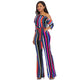 One Off Shoulder Print Colorful Striped Jumpsuits With Belt #One Shoulder #Striped SA-BLL55375-2 Women's Clothes and Jumpsuits & Rompers by Sexy Affordable Clothing