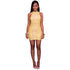Maeva Lace Overlay Yellow Mock Neck Mini Dress #Mini Dress