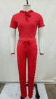 Hooded Sport Racing Plaid Two Piece Set #Red #Short Sleeve #Two Piece #Hooded SA-BLL282440-2 Sexy Clubwear and Pant Sets by Sexy Affordable Clothing