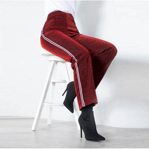 Shelby Red Glitter Stripe Trousers #Red #Pants SA-BLL614-1 Women's Clothes and Pants and Shorts by Sexy Affordable Clothing