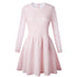 Fashion Pink Lace Long Sleeves Short Party Dress #Pink #Pleated