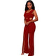 Nikka Red Cut Out Slit Legs Jumpsuit #Jumpsuit #Red SA-BLL55366-3 Women's Clothes and Jumpsuits & Rompers by Sexy Affordable Clothing