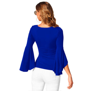 Round Neck Plain Blouse Top With Wide Sleeves #Round Neck SA-BLL611-3 Women's Clothes and Blouses & Tops by Sexy Affordable Clothing