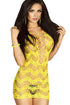 Yellow Crocheted Lace Hollow-out Chemise Dress