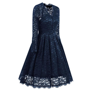 V-neck Lace Evening Dress #Dark Blue #Lace Dress SA-BLL36126-1 Fashion Dresses and Evening Dress by Sexy Affordable Clothing