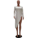 Long Sleeve Irregular T-shirt Dress #White #Long Sleeve #Irregular SA-BLL728-2 Women's Clothes and Blouses & Tops by Sexy Affordable Clothing