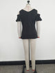 Cut-Out Shoulder Plain Blouse with Ruffle Cuffs #Ruffle #Cut-Out SA-BLL413-1 Women's Clothes and Blouses & Tops by Sexy Affordable Clothing