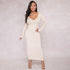 Long Sleeve Bodycon Rib Knit Sweater Maxi Dress #Maxi Dress #White #