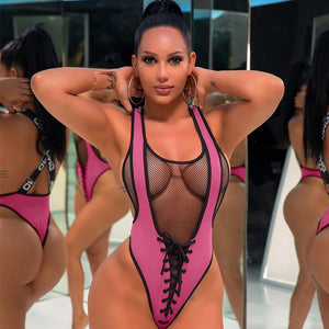 High Cut Sexy Lace-Up One-Piece Swimsuit #Mesh #Lace-Up #One-Piece #Omg SA-BLL32583-3 Sexy Swimwear and One-Piece Swimwear by Sexy Affordable Clothing