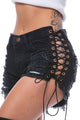 Side Lace-up Broken Holes Black Shorts  SA-BLL547 Women's Clothes and Jeans by Sexy Affordable Clothing