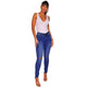 Washing Blue Ripped Knee Hole Jeans #Denim #Hole SA-BLL681 Women's Clothes and Jeans by Sexy Affordable Clothing