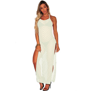 Solid Backless Bandage Cover Up Hollow Out Maxi Dress #Halter #Hollow Out #Bandage SA-BLL51189-1 Fashion Dresses and Maxi Dresses by Sexy Affordable Clothing