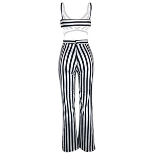 Casual V Neck Striped One-piece Jumpsuits #V Neck #Striped SA-BLL55523-2 Women's Clothes and Jumpsuits & Rompers by Sexy Affordable Clothing
