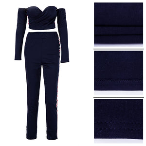 Carrie Criss Cross Off the Shoulder Legging Set #Off Shoulder SA-BLL2201-1 Sexy Clubwear and Pant Sets by Sexy Affordable Clothing