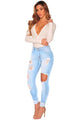 Denim Destroyed Skinny Jeans  SA-BLL565 Women's Clothes and Jeans by Sexy Affordable Clothing
