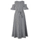 Striped Rose Flower Embroidery Elegant Maxi Dress #Short Sleeves #Striped #Elegant SA-BLL51480 Fashion Dresses and Maxi Dresses by Sexy Affordable Clothing