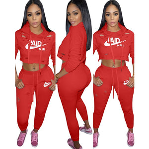 Classic Letters Printing Self-Cultivation Tracksuits #Two Piece SA-BLL27683-3 Sexy Clubwear and Pant Sets by Sexy Affordable Clothing