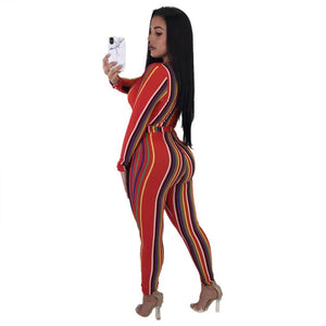 Colorful Sexy Strippes Deep-V Jumpsuit #Jumpsuit #Stripe #V-Neck SA-BLL55434-2 Women's Clothes and Jumpsuits & Rompers by Sexy Affordable Clothing