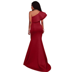 Red Single Sleeve Ponti Gown #Red #Evening Dress SA-BLL5027-4 Fashion Dresses and Evening Dress by Sexy Affordable Clothing