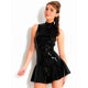 Women's PVC Zip Front Mini Dress Black Clubwear #Black #Clubwear SA-BLL60813 Sexy Clubwear and Club Dresses by Sexy Affordable Clothing