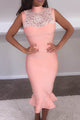 Back Zipper Sleeveless Mermaid Midi Dress #Midi Dress #Pink #New Arrival SA-BLL36161 Fashion Dresses and Midi Dress by Sexy Affordable Clothing