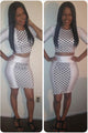 White Club Skirt Set with Polka Dot Panels  SA-BLL27651 Sexy Clubwear and Skirt Sets by Sexy Affordable Clothing
