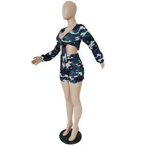 Sexy Camouflage Two Pieces Suit #Long Sleeve #Two Piece #Bandage #Camo SA-BLL2717 Sexy Clubwear and Pant Sets by Sexy Affordable Clothing