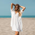 V-Neck Short Sleeve Beach Cover Up #Beach Dress #White #
