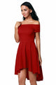 Sexy Elegant Women Party Dress Off Shoulder Burgundy Skater Dress Vestidos de Festa