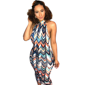 Wavy Strippes Printed Colorful Backless Party Dress #Backless #Halter #Strippes SA-BLL51207 Fashion Dresses and Maxi Dresses by Sexy Affordable Clothing