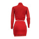 Sexy Solid Mesh Two Pieces Dress Without Belt #Red #Two Piece SA-BLL282437-2 Sexy Clubwear and Skirt Sets by Sexy Affordable Clothing