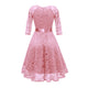 V-Neck Lace Three Quarter Sleeve A-Line Dress #Lace #Pink #V-Neck #A-Line #Three Quarter SA-BLL36141-2 Fashion Dresses and Midi Dress by Sexy Affordable Clothing