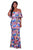 Veronique Blue Multi-Color Floral Print Off-The-Shoulder Maxi Dress #Blue SA-BLL51404 Fashion Dresses and Maxi Dresses by Sexy Affordable Clothing