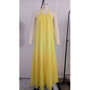 Fashion Halter Neck Backless Floor Length Dress #Yellow #Halter #O Neck #Chiffon SA-BLL51261-1 Sexy Lingerie and Gowns & Long Dresses by Sexy Affordable Clothing