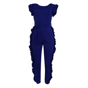 Open Back Ruffled Sleeveless Belted Jumpsuit #Sleeveless #Ruffled SA-BLL55569-2 Women's Clothes and Jumpsuits & Rompers by Sexy Affordable Clothing