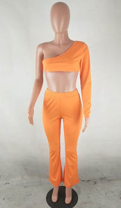 One Shoulder Crop Top w/ Long Pants #One Shoulder #Two Piece #Crop Top SA-BLL2731 Sexy Clubwear and Pant Sets by Sexy Affordable Clothing