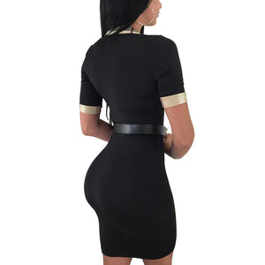 Short Sleeve Office Dress With Collared Neck #Black #Short Sleeve #Collared Neck SA-BLL282512-1 Fashion Dresses and Mini Dresses by Sexy Affordable Clothing