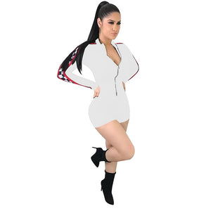 Print Stitching Racing Jumpsuit #Jumpsuit #White SA-BLL55416-2 Women's Clothes and Jumpsuits & Rompers by Sexy Affordable Clothing