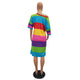 Rainbow Striped Short Sleeve Casual Dresses #Short Sleeve #Striped #Rainbow SA-BLL36228-2 Fashion Dresses and Midi Dress by Sexy Affordable Clothing