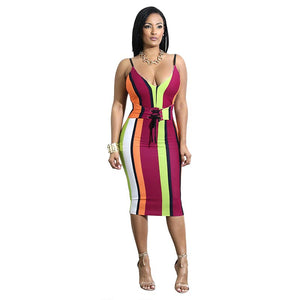 Lace-up Striped Sling Dress #Sling #Striped SA-BLL362066 Fashion Dresses and Midi Dress by Sexy Affordable Clothing