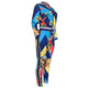 Flowers of Paradise Lounge Set in Blue/Multi #Long Sleeve #Two Piece SA-BLL2587 Sexy Clubwear and Pant Sets by Sexy Affordable Clothing