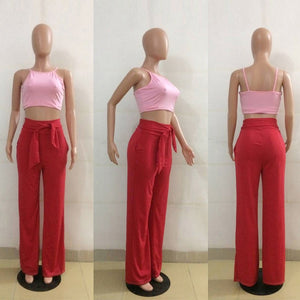 Womens Black Pants With Bow Wide Leg #Red SA-BLL666-3 Women's Clothes and Pants and Shorts by Sexy Affordable Clothing